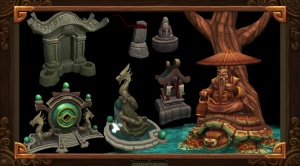 A collection of small shrines from the Blizzcon Art Panel